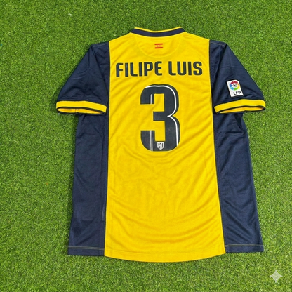 Filipe Luis #3 Atlético Madrid 2013-2014 Away Yellow Football Jersey