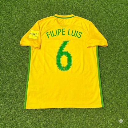 Filipe Luis #6 Brazil 2018 World Cup Home Football Jersey