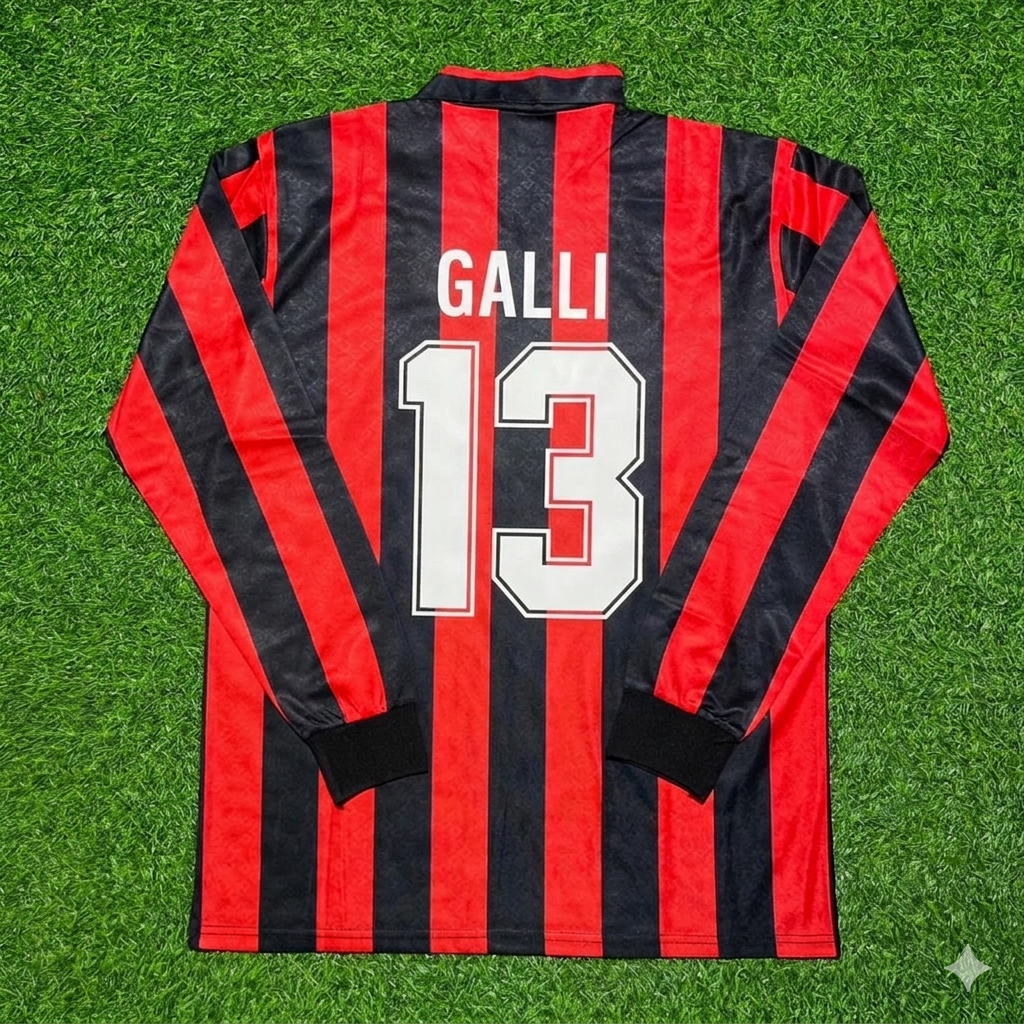 Filippo Galli #13 AC Milan 1989-1990 Retro Long Sleeve Football Jersey