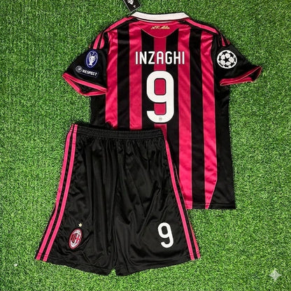 Filippo Inzaghi #9– AC Milan 2009-10 Retro Kit Jersey – | KinderTrikot | Maillot Enfant Soccer Shirt