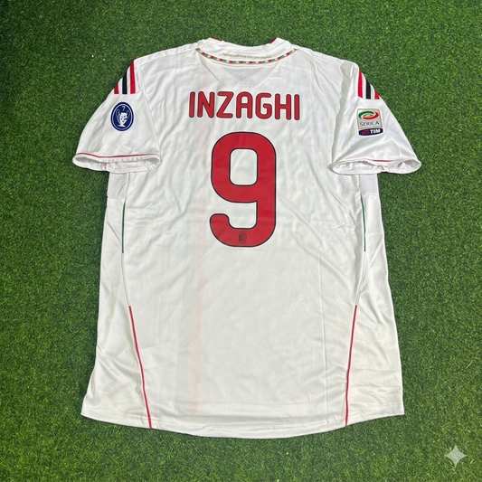 Filippo Inzaghi #9 Milan 2011-2012 White Away Retro Football Jersey