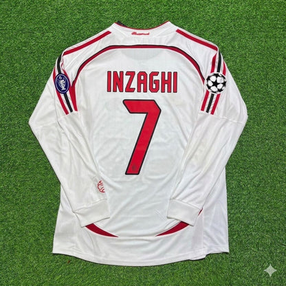 Filippo Inzaghi #7 AC Milan 2007 Champions League Final Away White Long Sleeve Retro Jersey