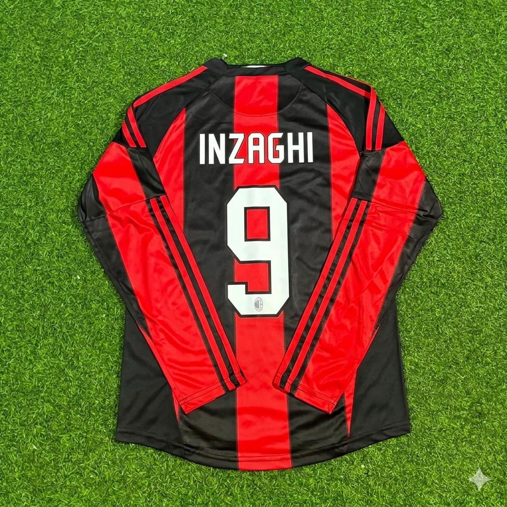 Filippo Inzaghi AC Milan 2010-2011 Home Log Sleeve Retro Football Jersey