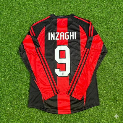 Filippo Inzaghi AC Milan 2010-2011 Home Log Sleeve Retro Football Jersey