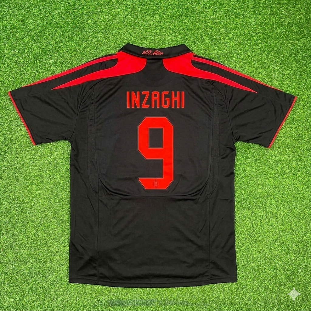 Filippo Inzaghi AC Milan 2007-2008 Black Retro Third Football Jersey
