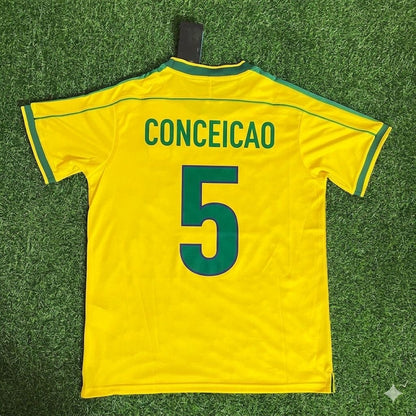 Flávio Conceição #5 Brazil 1998 World Cup Retro Jersey Soccer Shirt