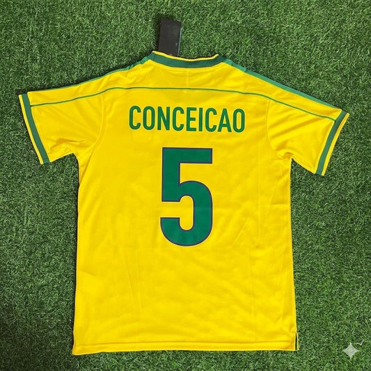 Flávio Conceição #5 Brazil 1998 World Cup Retro Jersey Soccer Shirt