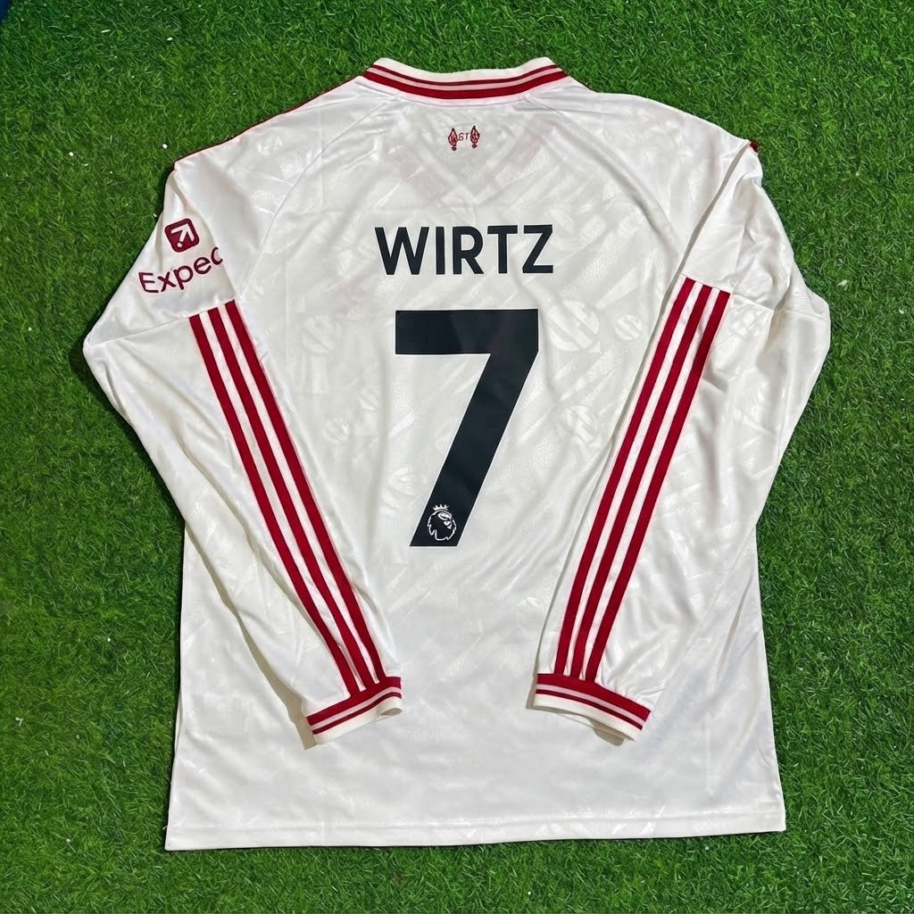Florian Wirtz #7 Liverpool 2027 New Season Long Sleeve Away White Football Jersey Kit