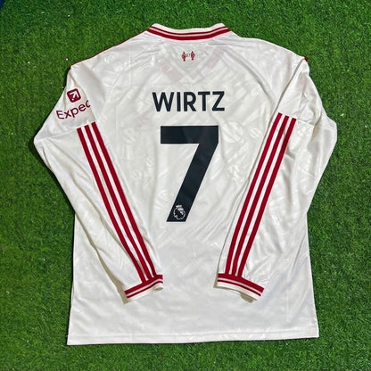 Florian Wirtz #7 Liverpool 2027 New Season Long Sleeve Away White Football Jersey Kit