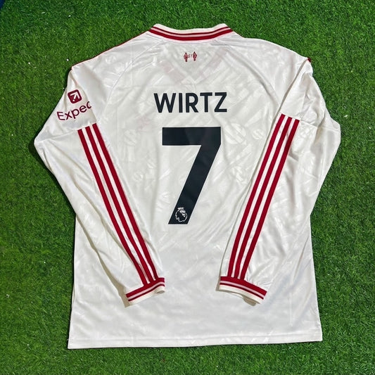 Florian Wirtz #7 Liverpool 2027 New Season Long Sleeve Away White Football Jersey Kit