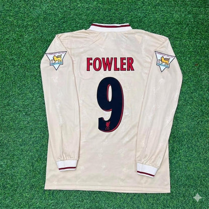 Robbie Fowler Liverpool 1996 1997 Retro Away White Long Sleeve Jersey