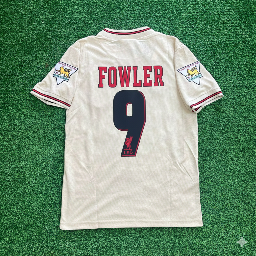 Robbie Fowler Liverpool 1996 1997 Retro Away White Retro Jersey