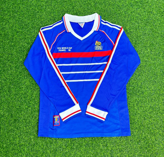 France 1998 World Cup Retro Long Sleeve Football Jersey Maillot Trikot Soccer Shirt