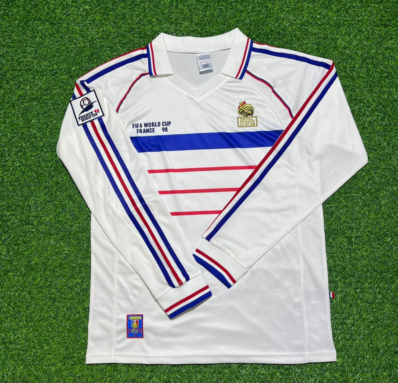 France 1998 World Cup White Away Long Sleeve Retro Jersey