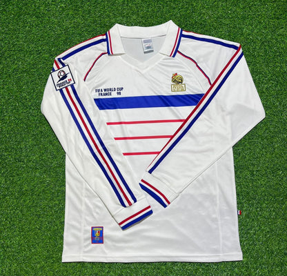 France 1998 World Cup White Away Long Sleeve Retro Jersey