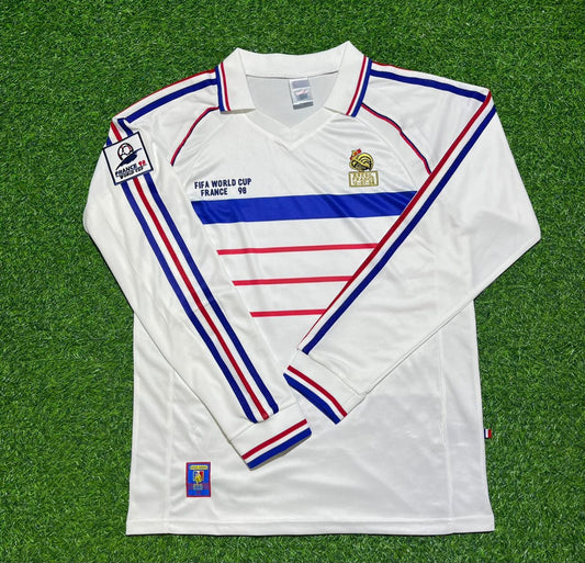 France 1998 World Cup White Away Long Sleeve Retro Jersey