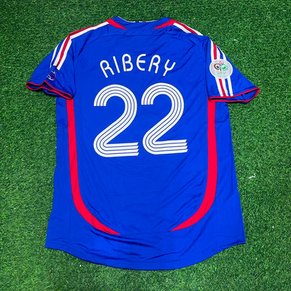 Franck Ribéry Frankreich WM 2006 Blaues Retro-Trikot – | Trikot | Maillot Fußballtrikot