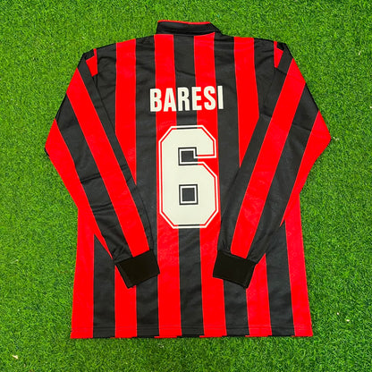 Franco Baresi #6 AC Milan 1989-1990 Retro Long Sleeve Football Jersey