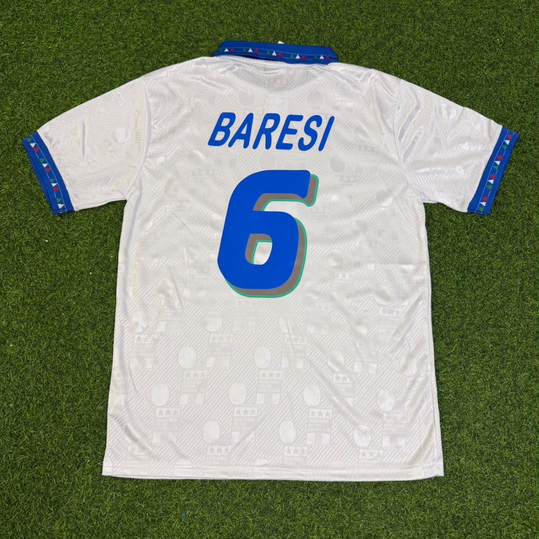 Maillot de football rétro blanc de Franco Baresi, Italie, Coupe du monde 1994