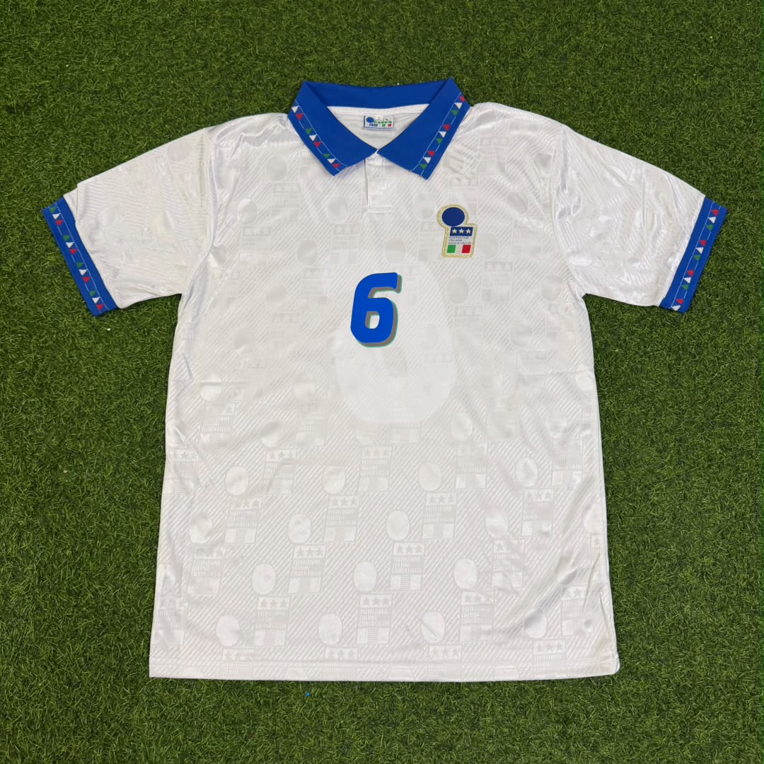 Maillot de football rétro blanc de Franco Baresi, Italie, Coupe du monde 1994
