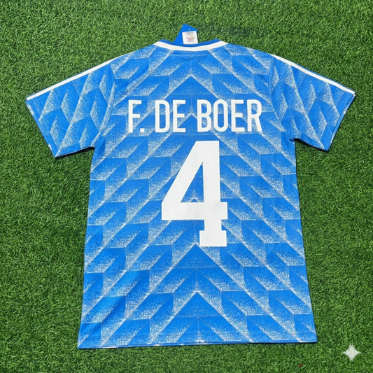 Frank de Boer Netherlands Blue Retro Football Jersey Kit