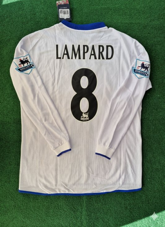 Frank Lampard 8 Chelsea Away 2004 Retro White Long Sleeve Jersey Trikot Kit Maillot Soccer Shirt