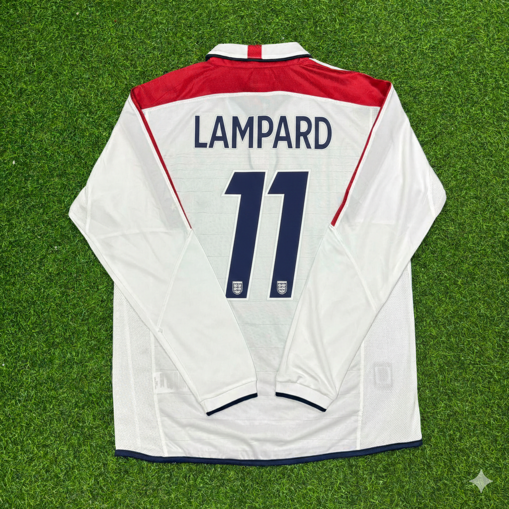 Frank Lampard England EURO 2004 Long Sleeve Home Retro Football Jersey