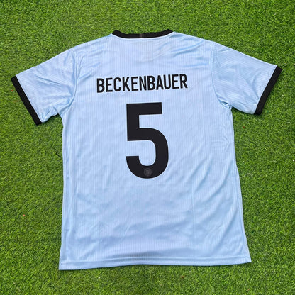 Maillot de football rétro bleu clair spécial 125e anniversaire Franz Beckenbauer Allemagne