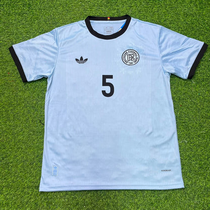 Maillot de football rétro bleu clair spécial 125e anniversaire Franz Beckenbauer Allemagne