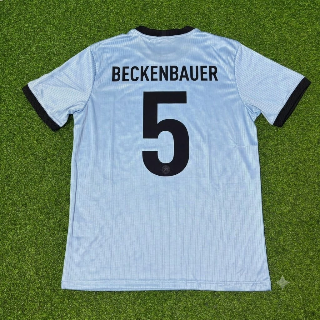 Franz Beckenbauer Germany 125th Year Special Clear Blue Retro Football Jersey