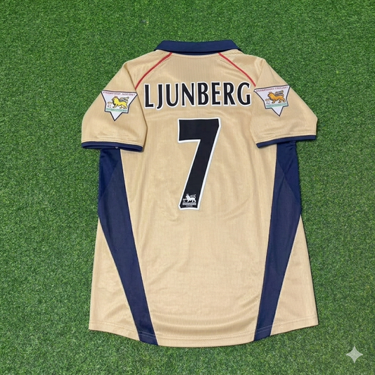 Fredrik Ljungberg #7 Arsenal 2001-2002 Away Golden Retro Jersey