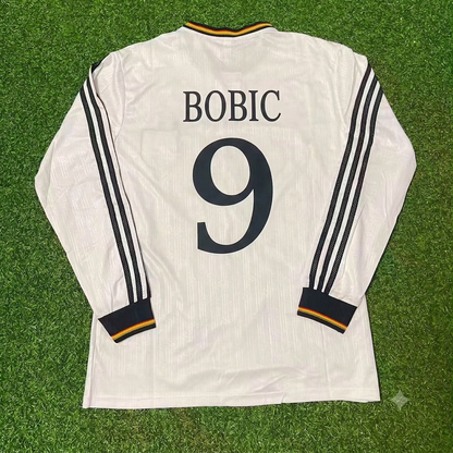Fredi Bobic #9 Germany EURO 1996 Final Home Long Sleeve Retro Football Jersey Kit