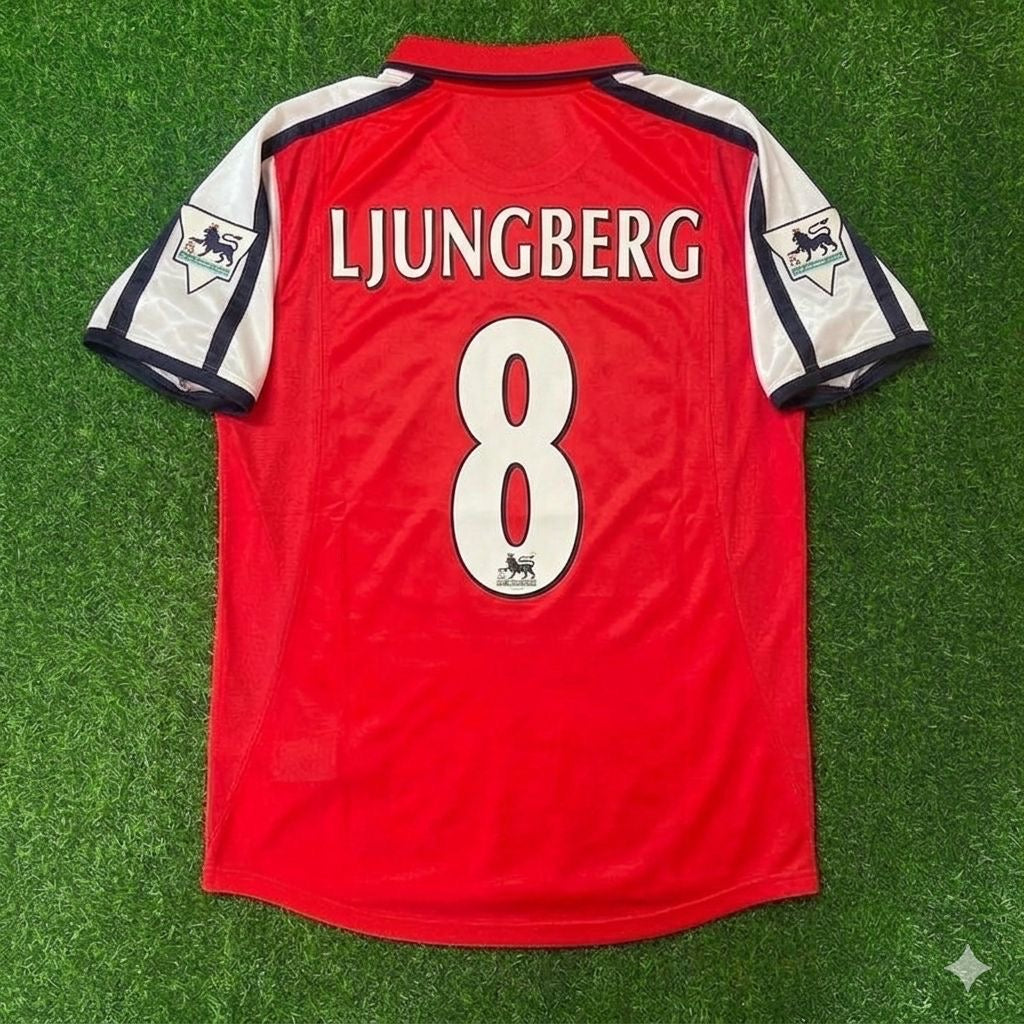 Fredrik Ljungberg #8 Arsenal 1999-2002 Red White Retro Jersey Trikot Maglia Camiseta Soccer Shirt