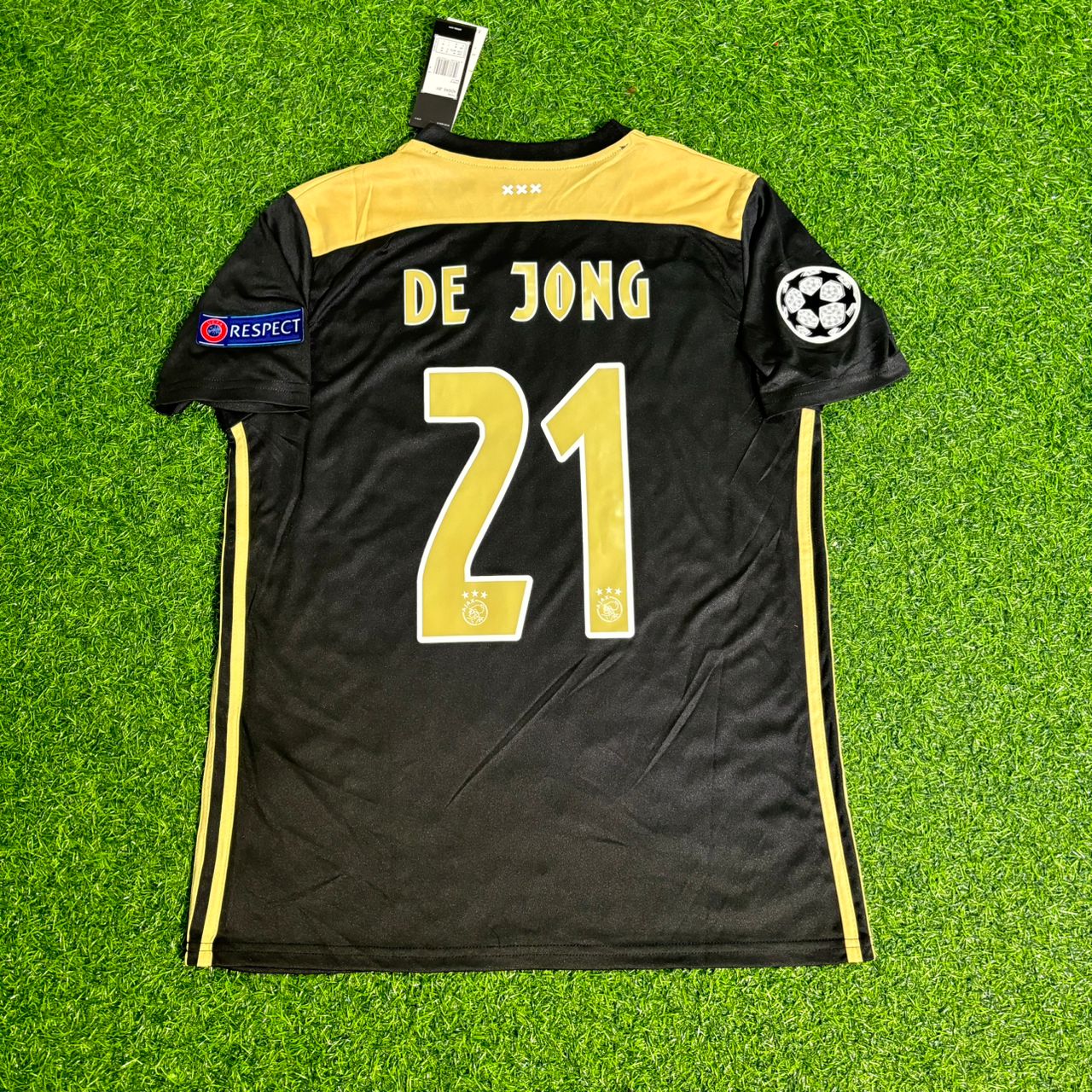 Frenkie De Jong Ajax 2018–2019 Champions League Black Retro Football Jersey Kit