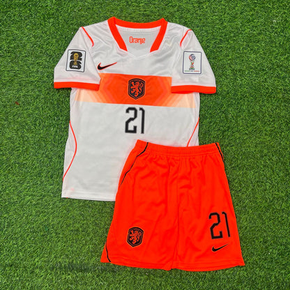Frenkie de Jong Netherlands 2026 World Cup Kids Away Football Jersey