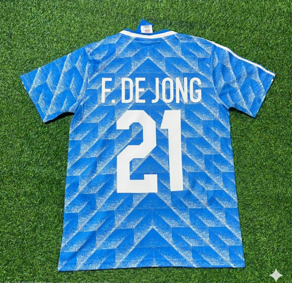 Frenkie De Jong Netherlands Blue Retro Football Jersey Kit