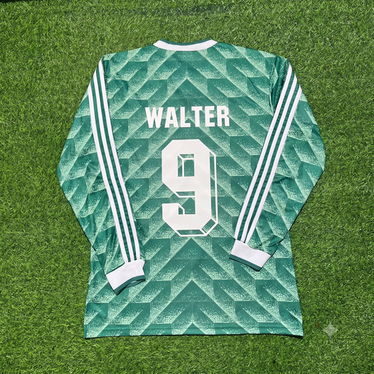 Fritz Walter Germany 1990 World Cup Green Long Sleeve Football Jersey