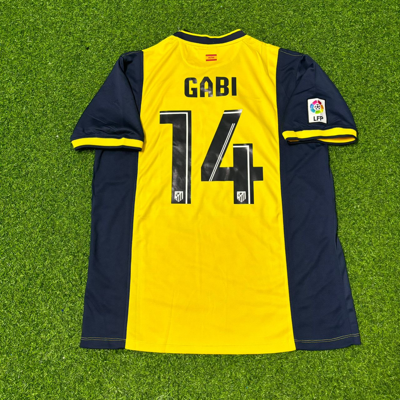 Gabi #14 Atlético Madrid 2013-2014 Away Yellow Football Jersey