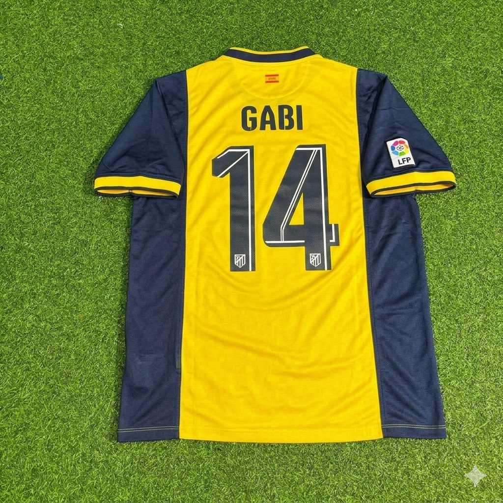 Gabi #14 Atlético Madrid 2013-2014 Away Yellow Football Jersey