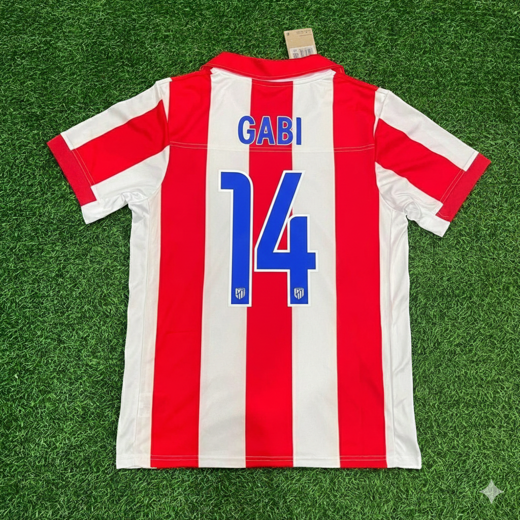 Gabi Atletico de Madrid Retro Soccer Kit Jersey Trikot Maglia Shirt