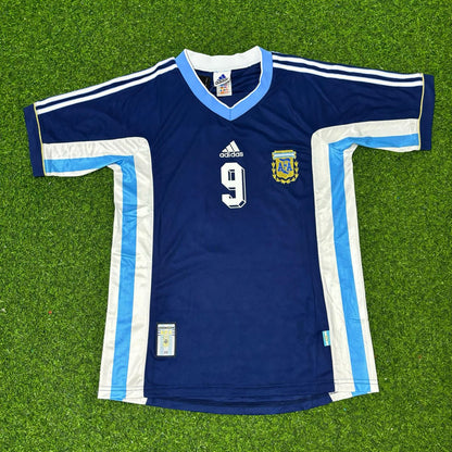 Gabriel Batistuta Argentina 1998 World Cup Blue Retro Football Jersey