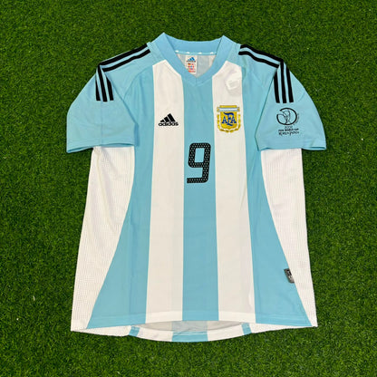 Gabriel Batistuta Argentinien WM 1998 Blaues Retro-Fußballtrikot