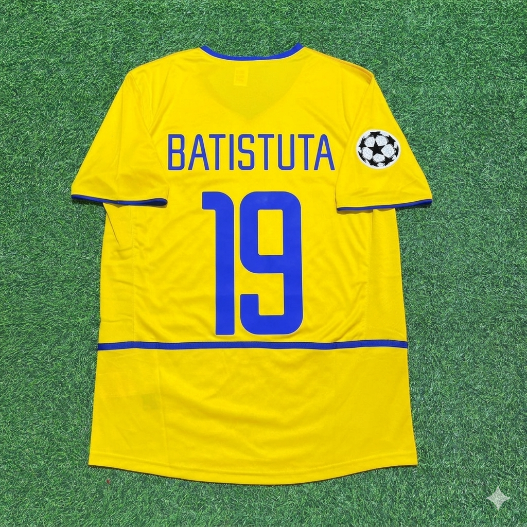 Gabriel Batistuta Inter Milan 2002-2003 Yellow Retro Football Jersey