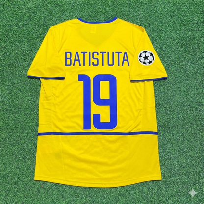 Gabriel Batistuta Inter Milan 2002-2003 Yellow Retro Football Jersey