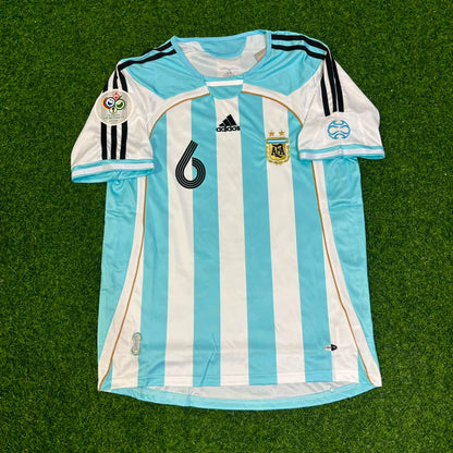 Gabriel Heinze Argentina 2006 World Cup Retro Soccer Jersey Maillot Trikot