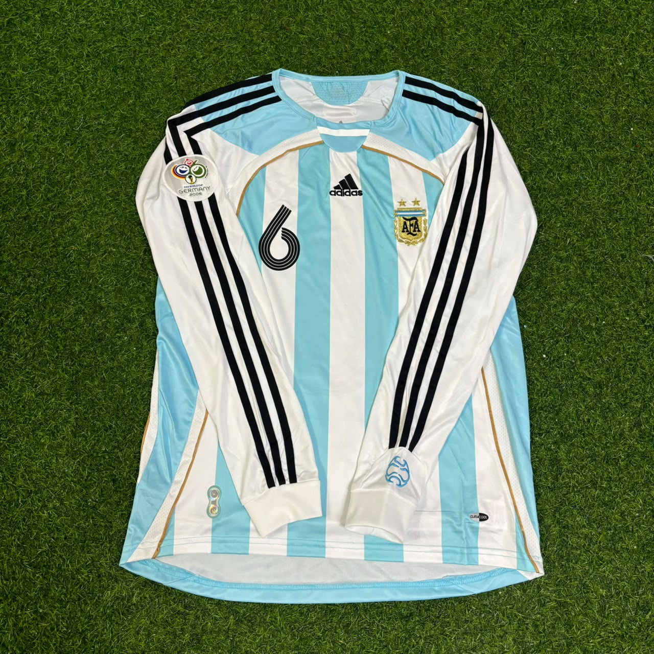 Gabriel Heinze #6 Argentina 2006 World Cup Retro Long Sleeve Football Jersey