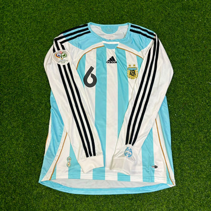 Gabriel Heinze #6 Argentina 2006 World Cup Retro Long Sleeve Football Jersey