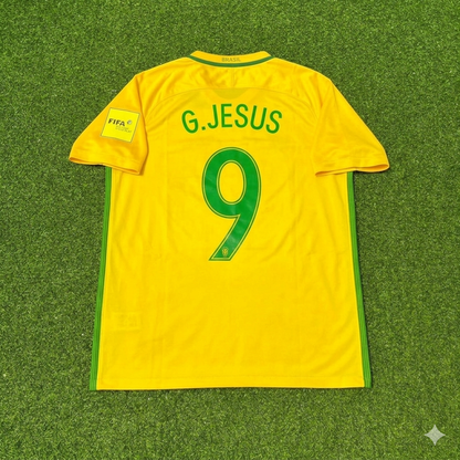 Gabriel Jesus #9 Brazil 2018 World Cup Home Football Jersey