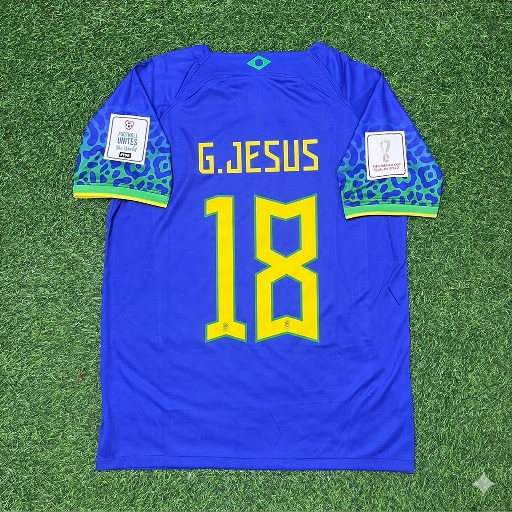 Gabriel Jesus Brazil 2022 World Cup Retro Football Jersey