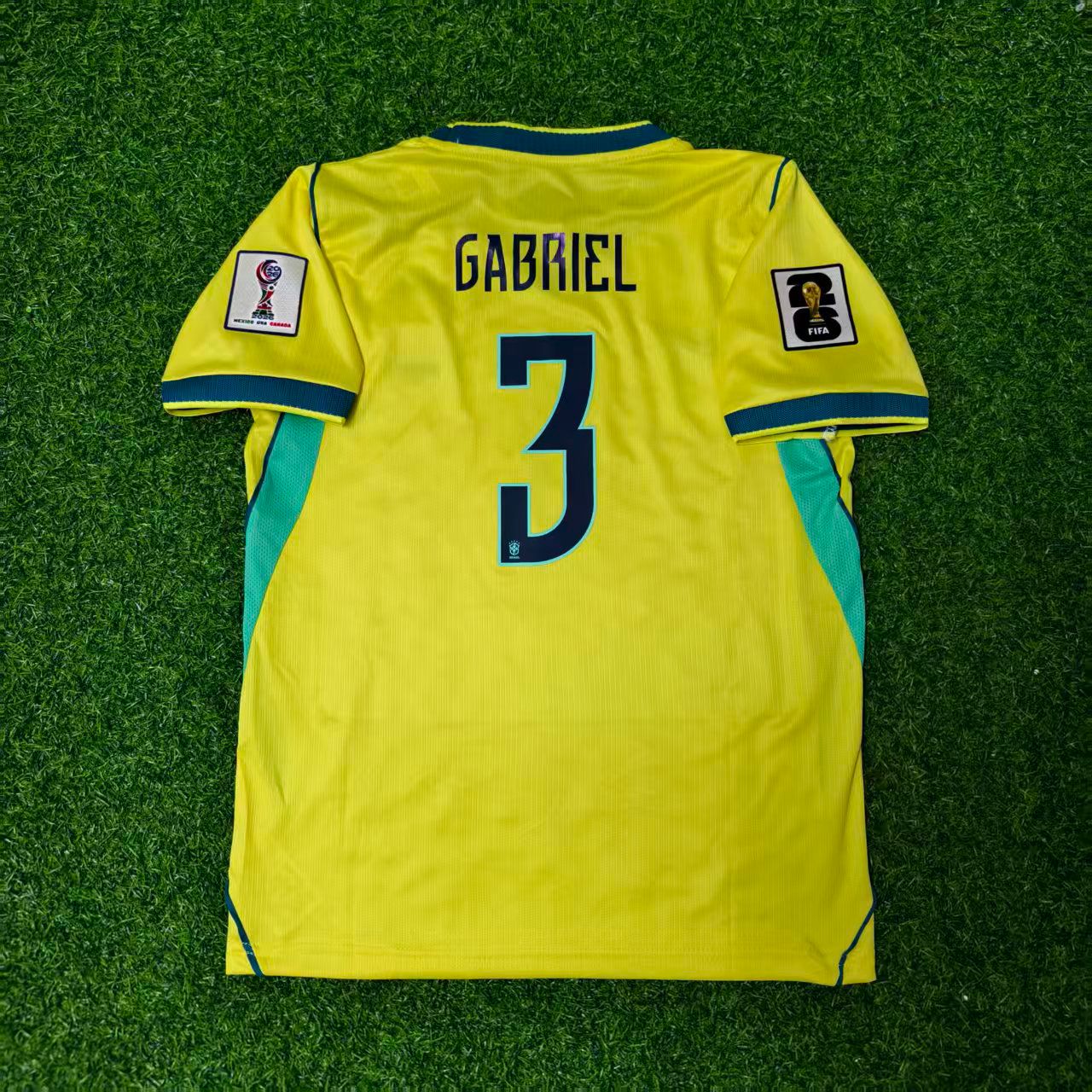 Gabriel Magalhães #3 Brazil 2026 World Cup Yellow Home Football Jersey